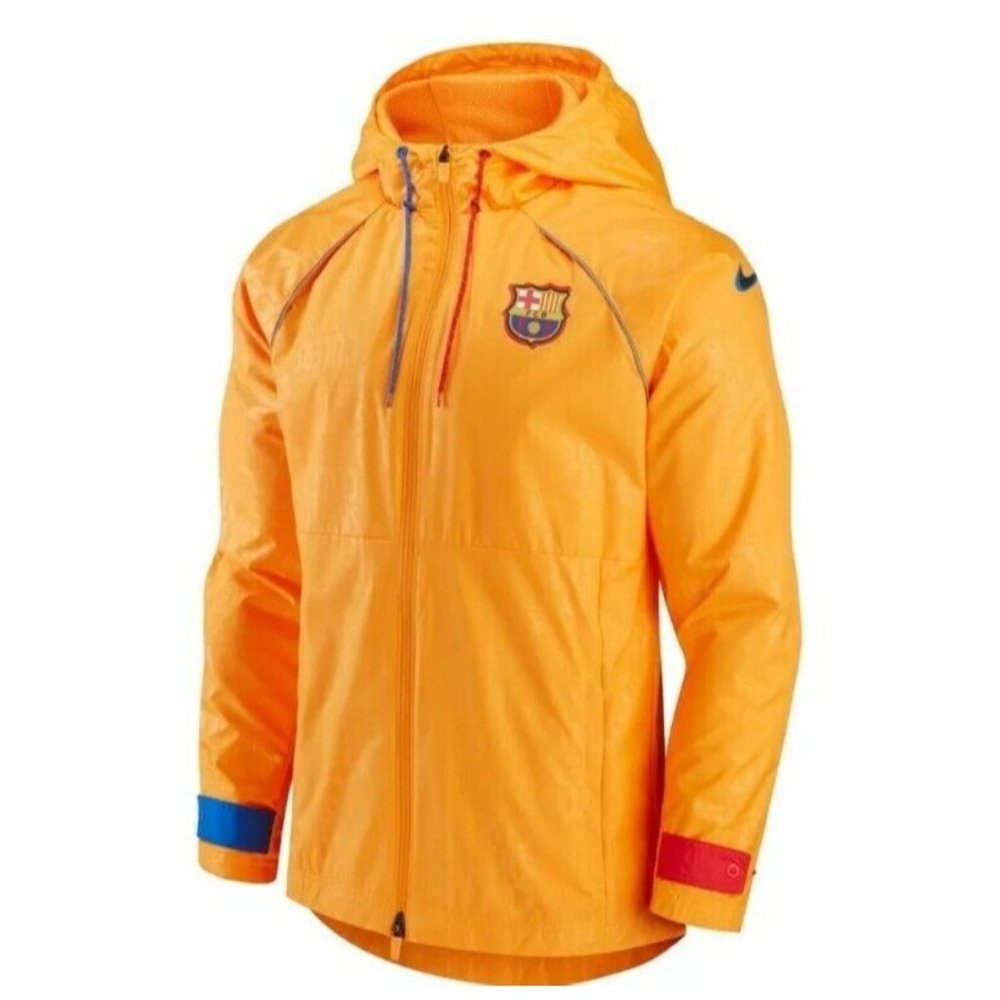 Nike FC Barcelona Soccer Orange Jacket Hoodie Men's Sizes XL  2XL DH7831-836 NWT